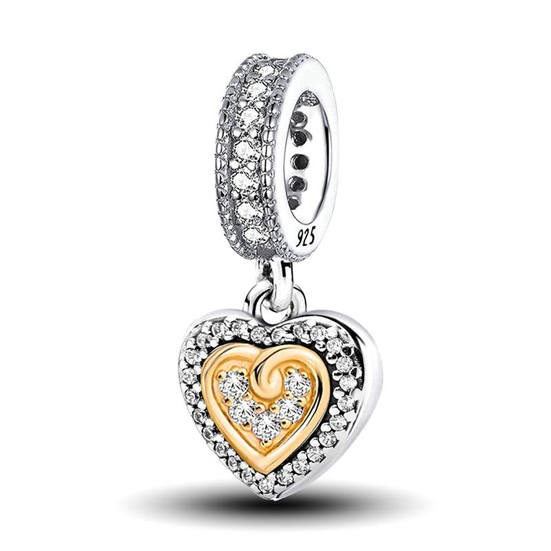 925 Silver Plated Cute Love Heart Firefly Golden Series Charms Bead For DIY Bracelet Necklace Making High Quality Jewelry Gift