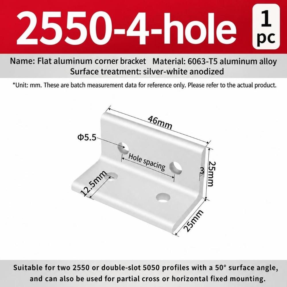 Flat Shape Aluminum Angle Bracket Solid Body Right Angle Bracket For Workbench Build