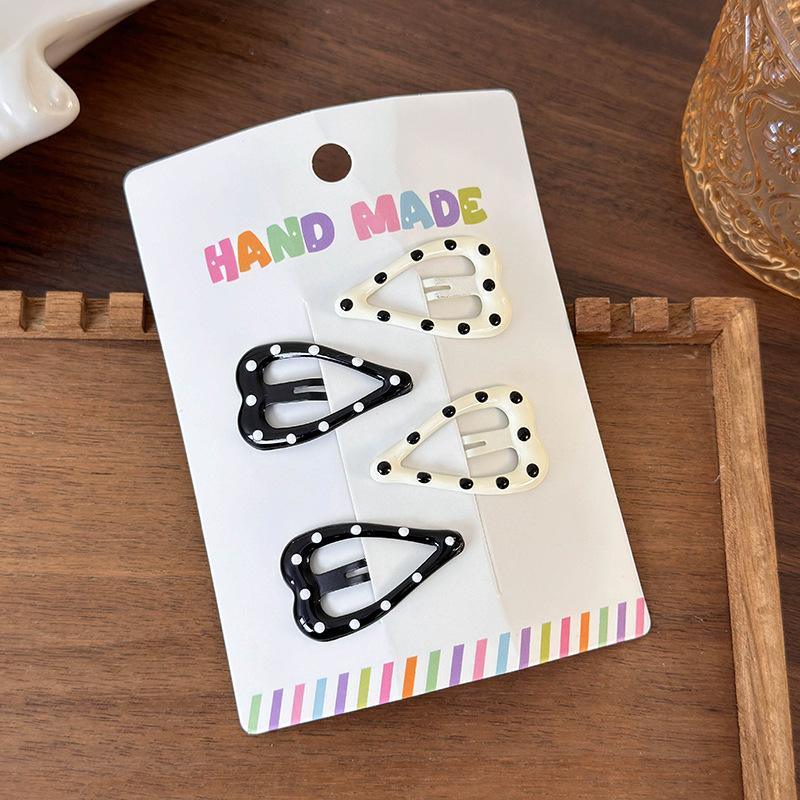 New Black White Dots Star Bow Heart Barrettes Set BB Clips Y2k for Girls Cute Sweet Hairpins Child Fashion Hair Accessories Gift