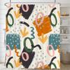 Modern Abstract Print Shower Curtain Bathroom Fabric Polyester Waterproof Minimalist Line Shower Curtains Bath Decor with Hooks