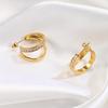 2023 Double Ring 18K Gold Diamond Stud Earrings In Titanium Steel