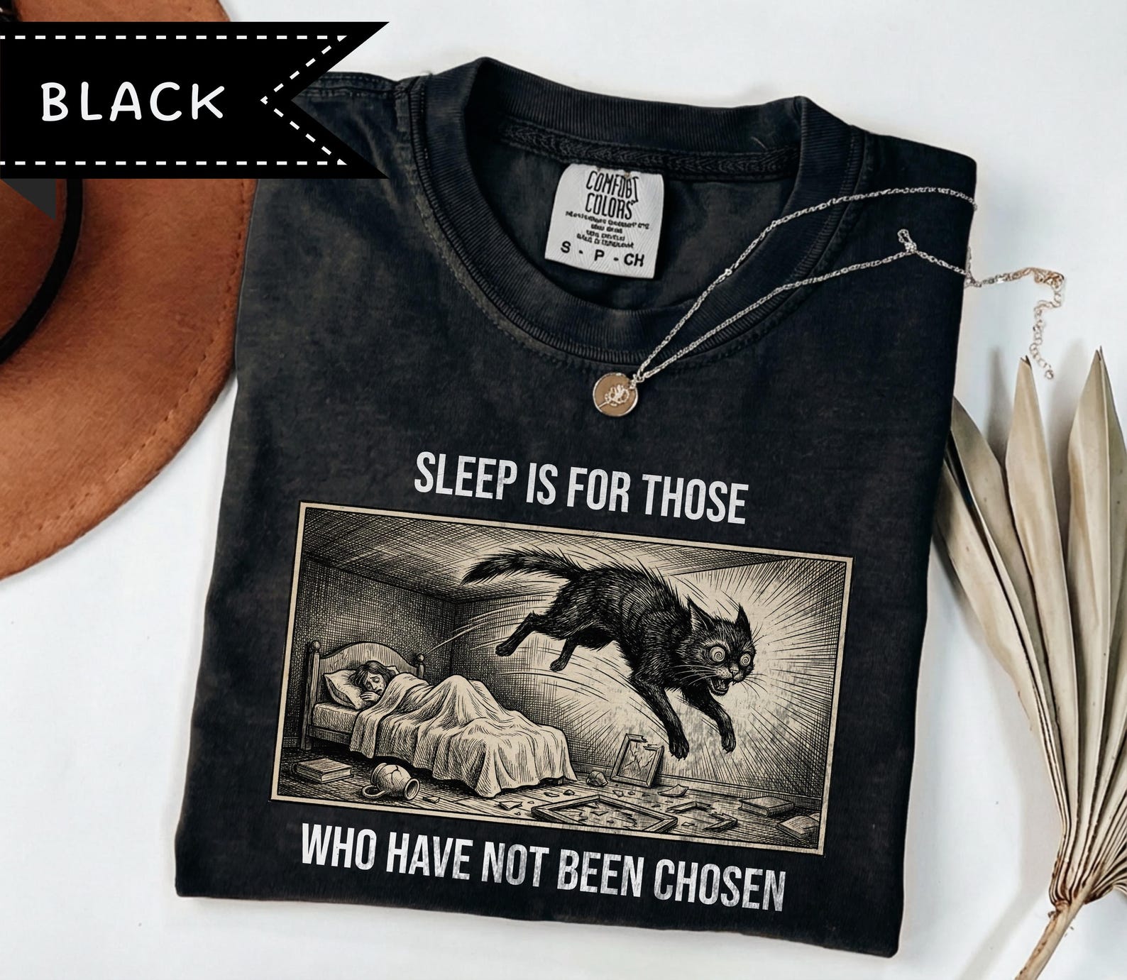 Sleep is for Those Who Have Not Been Chosen, Comfort Colors® Shirt, Vintage Cat Graphic Tee XL