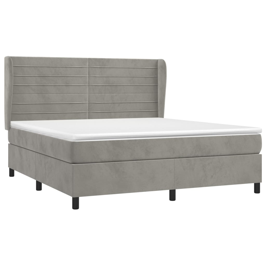 Vidaxl Letto Continentale Con Materasso, Grigio Chiaro, 160X200Cm, Velluto
