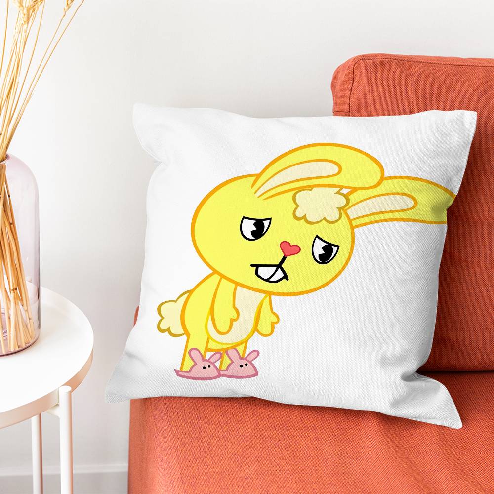 HHappy Tree Friends HTF Cuddles Pillow Case Silky Short Plush With Invisible Zipper Dustproof Sofa Cushion Cover For Home Decor