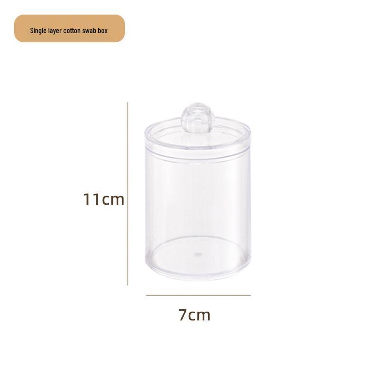 Двухъярусный контейнер для ватных палочек и дисков - Прозрачный, Круглый, Настольный органайзер