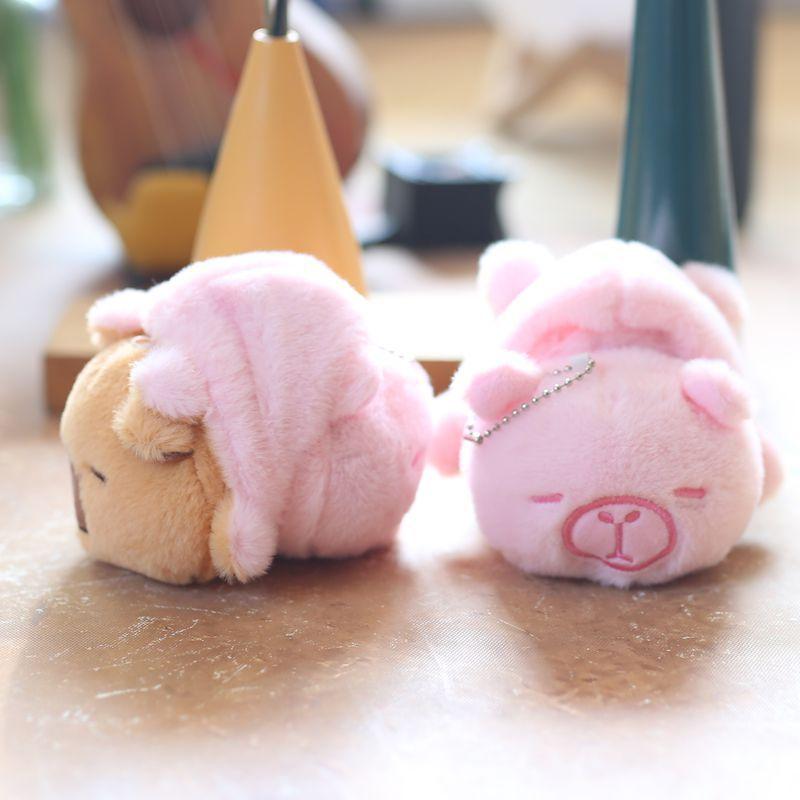 Niedlicher und niedlicher Flip Kapibala Anhänger Plüschtier Puppe Capybara Taschenanhänger Dekoration Schlüsselanhänger Puppe