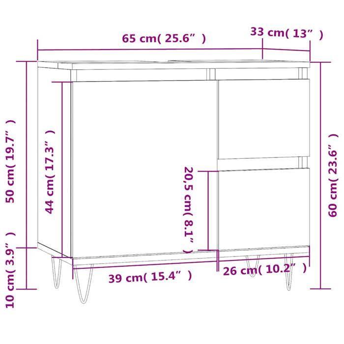VidaXL Armoire de salle de bain noir 65x33x60 cm bois d'ingénierie 831605