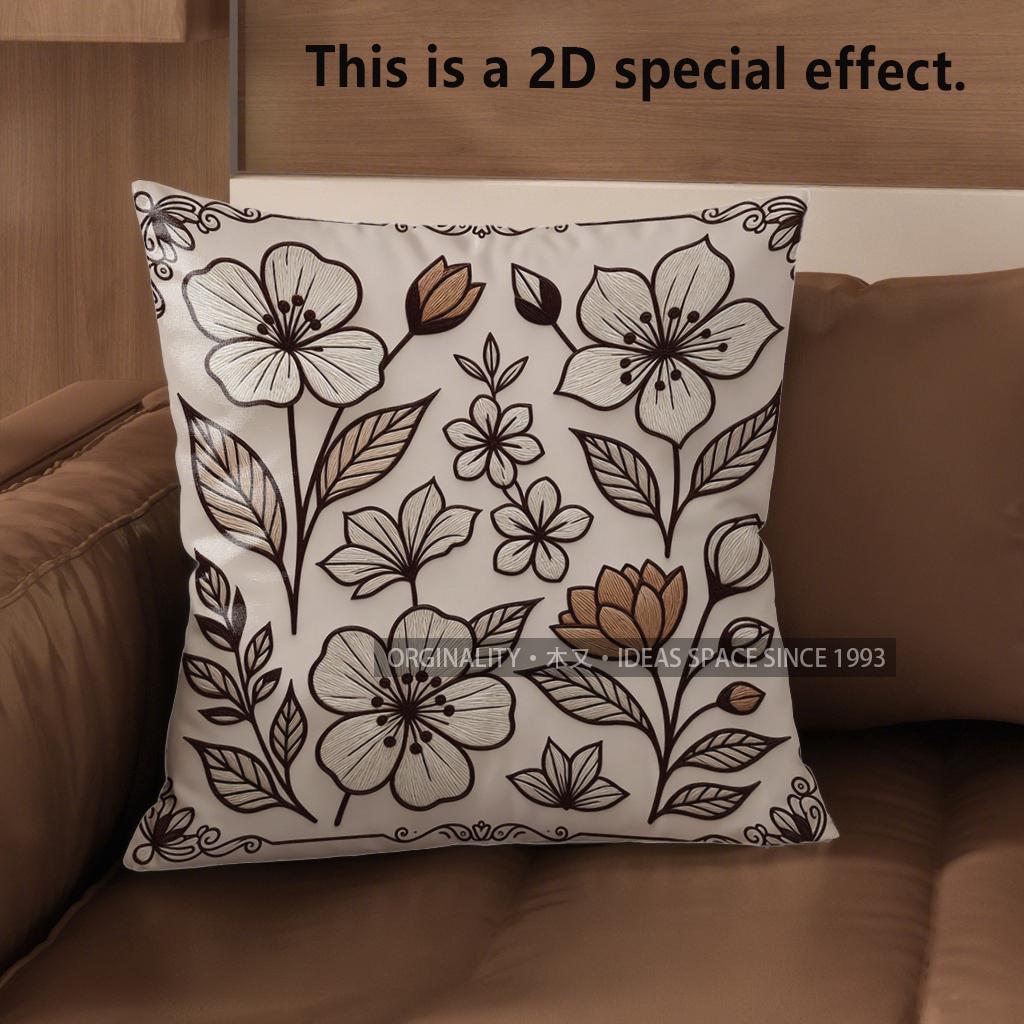 2D Floral Embroidered Pattern Decorative Cushion Covers Pattern Cushion Cover Suitable For Sofa Bedroom Car Pillow Cover