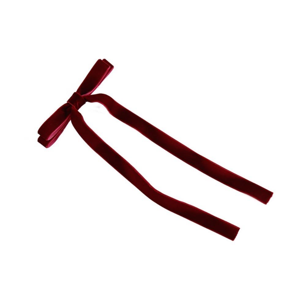 Metal Velvet Bow Ribbon Hair Clip Satin Silk Hair Hook Charm Hair Ribbons  Women Girls