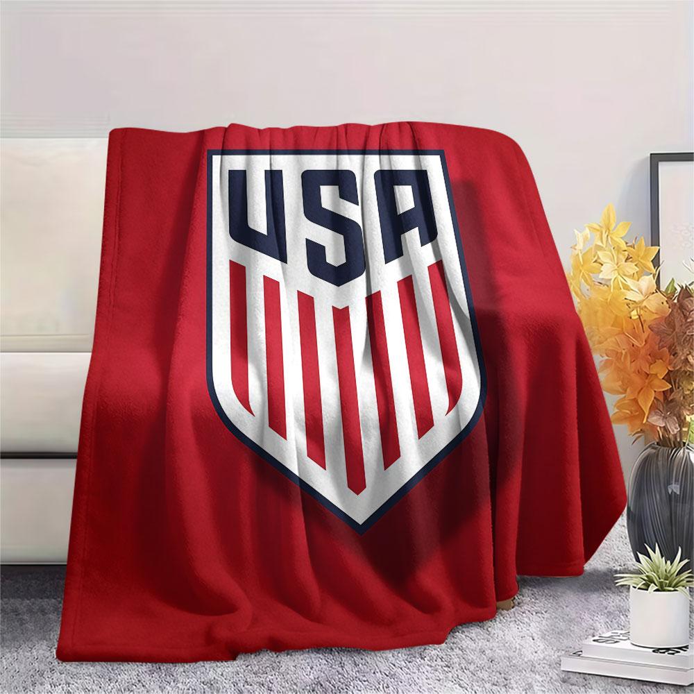 USA Fußball bedeckte Flanelldecke, weicher Überwurf für Schlafzimmer Sofa, waschbar, Fußballfanartikel, tolles Geschenk.