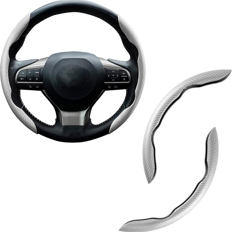 2/3 Pezzi Coprivolante in Fibra di Carbonio per Auto 38cm Antiscivolo Copri Carta Maniglia Booster Volante Auto Copertura Protettiva