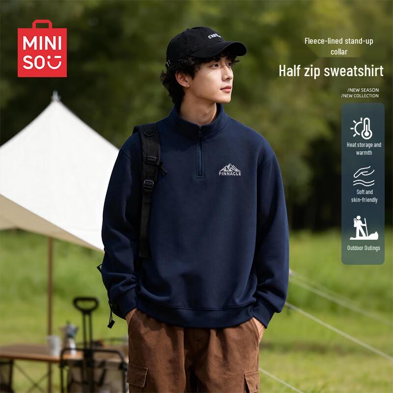 

MINISO Men s Winter Warm Stand Collar Fleece Pullover M