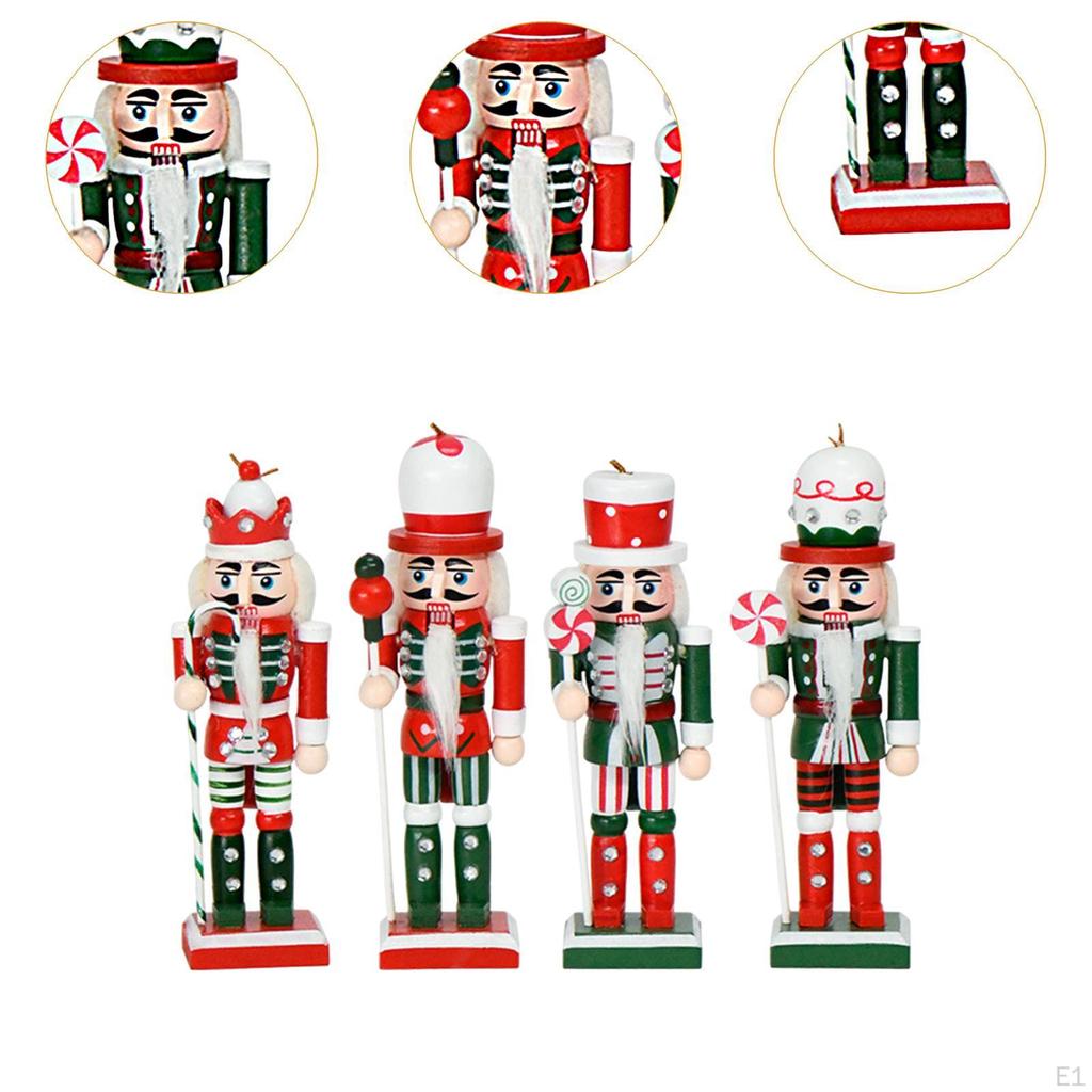 4Pcs Christmas Decoration Wooden Nutcracker Figures Family Friend Desktop Office Home Decor