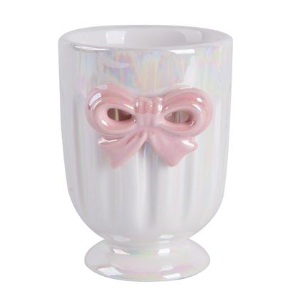 Girl Wind Ceramics White Bow Bathroom Five-piece Suit Toiletries Bathroom Kit Accessories Mouthwash Cup Lotion Bottle Soap Dish