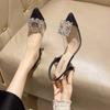 Women's Baotou Sandals Summer New Pointed Head Shallow Mouth Crystal Buckle Anti-slip Wear-resistant High Heels