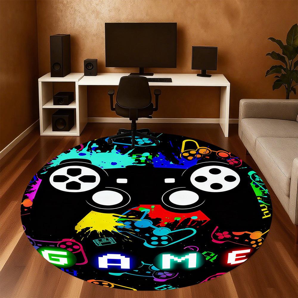 1PC Gamepad Gaming Round Chair mat Area Rug - Non-Slip, Floor Mat for Office, Bedroom, and Indoor Decor -Gift D1127209
