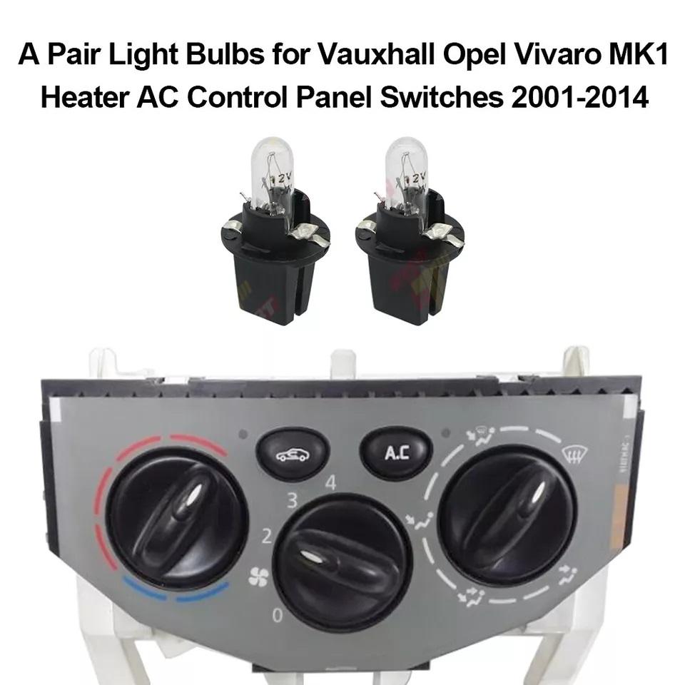 A Pair Light Bulbs for Vauxhall Opel Vivaro MK1 Heater AC Control Panel Switches