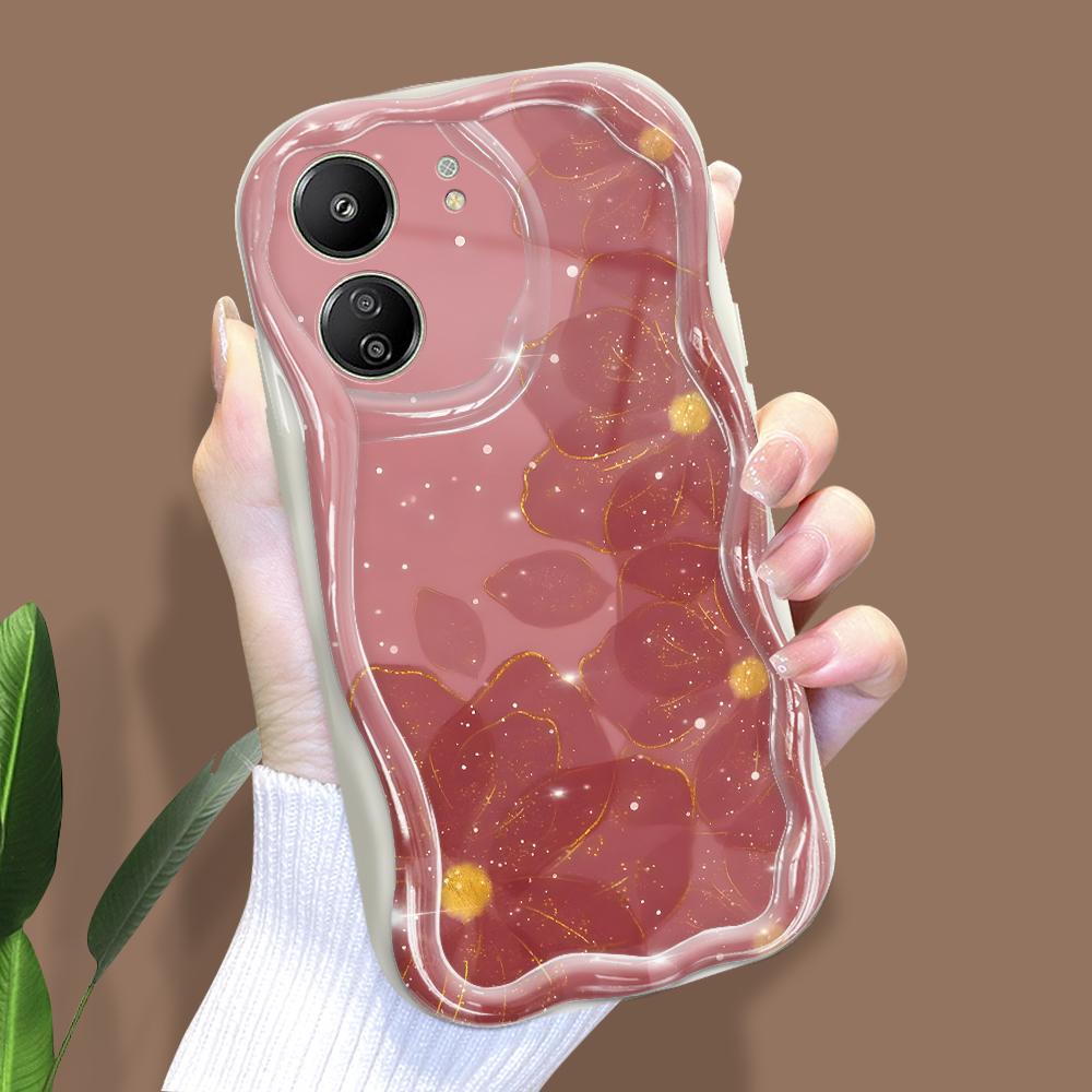 Carcasă cu textura cremă cu model de desene animate cu margine ondulată Husă din silicon moale pentru telefon pentru Xiaomi Redmi