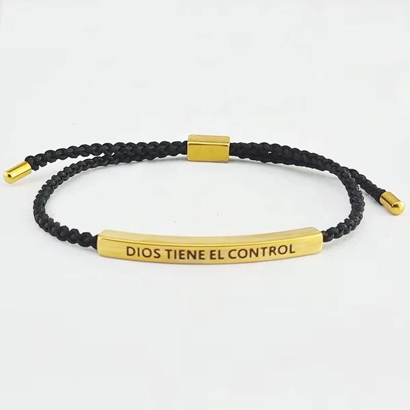 Hot Sale Spanish Dios Tiene El Control Inspirational Bracelet Colorful Braided Rope Bracelet with Encouragement Card