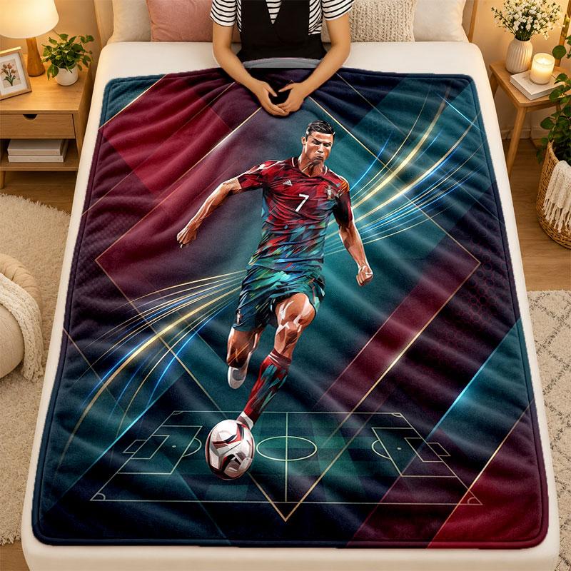 Koc Flanelowy Cristiano Ronaldo Ciepły Miękki Koc Rzutowy do Użytku Wewnętrznego Sofa Łóżko Salon