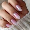 24 Pcs Pink Gradient Press On Nail Short Round False Nail Simple Acrylic Nail Reusable Full Cover Stick On Nail