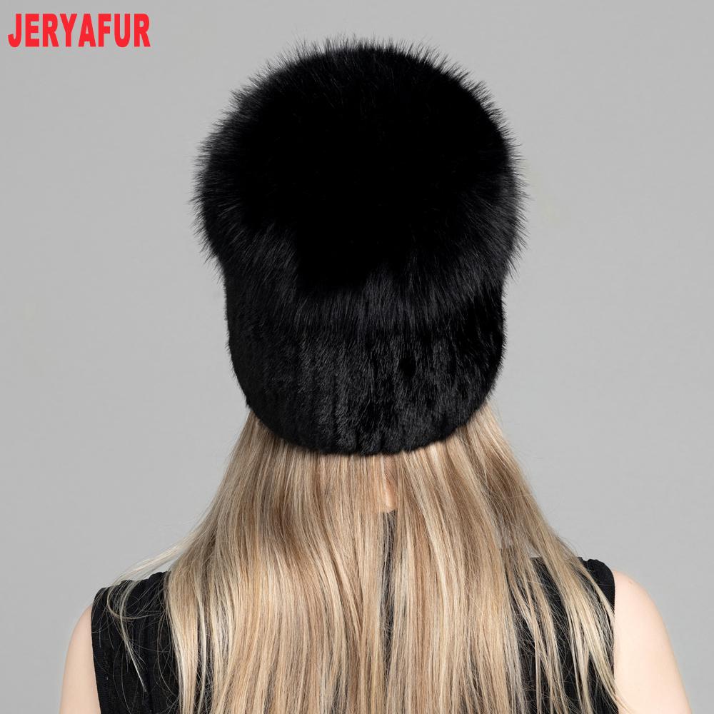 JERYAFUR Women Large Pom Pom Faux Fur Beanie Hat, Soft Fluffy Warm Black Ladies Winter Cap for Daily Cold‑Weather Outfits