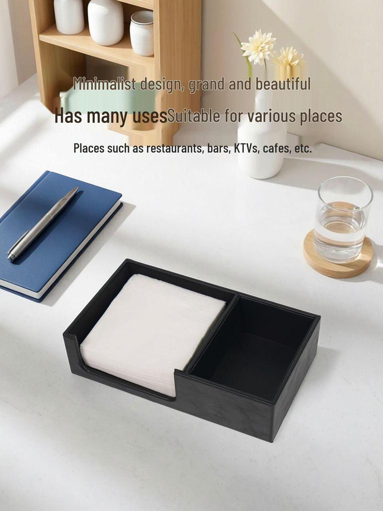 Square Leather Tissue Holder with Logo Printing - Creative Napkin Paper Storage Box for Hotels and Restaurants