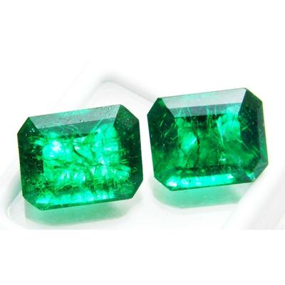 Natural Green Emerald Loose Gemstone 16.23 Ct Pair Emerald Cut for Jewelry Making and Crafts