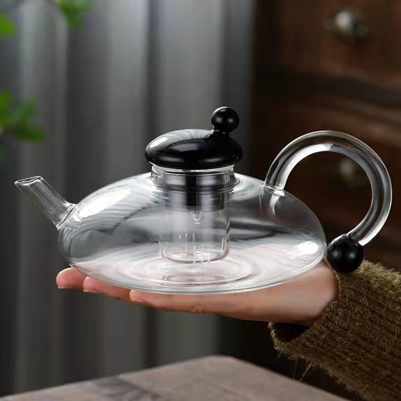 Chinese Fortune Mouse Teapot: Thick Glass Mouse-Tail Pot with Filter and Separator for Brewing Tea