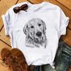 Sketch Cute Dogs Printed T-Shirts Women Clothing White Short Sleeve Ladies Harajuku Y2K Top Summer Graphic T Shirt Oversized Tee