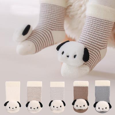 Chaussettes de Sol Antidérapantes pour Bébé Hiver Chaudes Épaisses Chaussettes d'Intérieur pour Nouveau-né Mignon Chien Dessin Animé Antidérapantes Chaussettes pour Tout-petit
