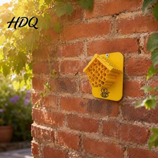 Umweltfreundliches Bienenhaus 2 Stück 3D-gedruckte Häuser Gelbe Wabenhotels Außenhaus