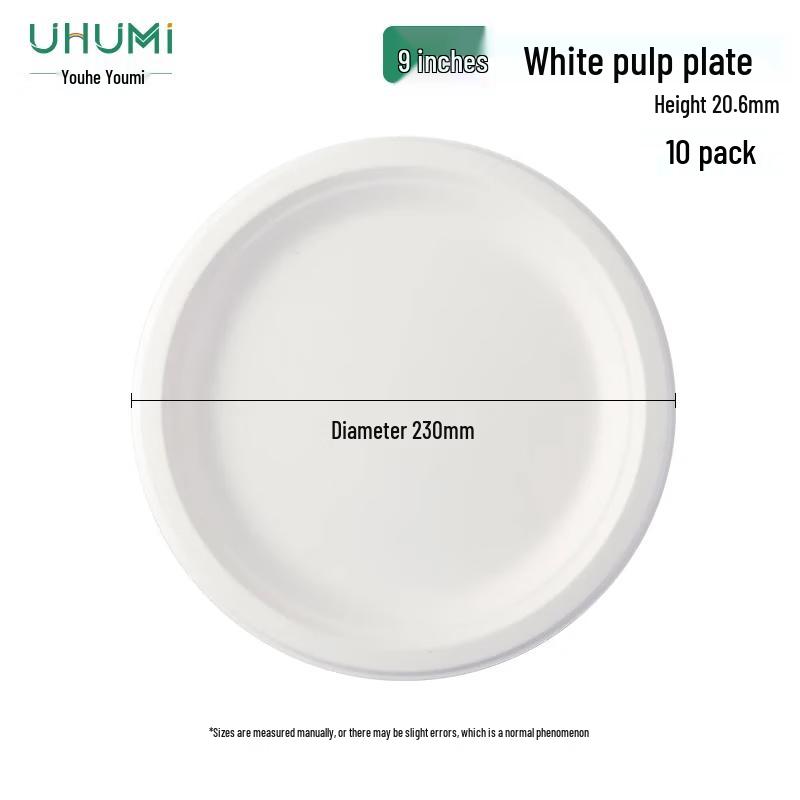 Youhe Youmi 9-дюймовые белые биоразлагаемые одноразовые тарелки