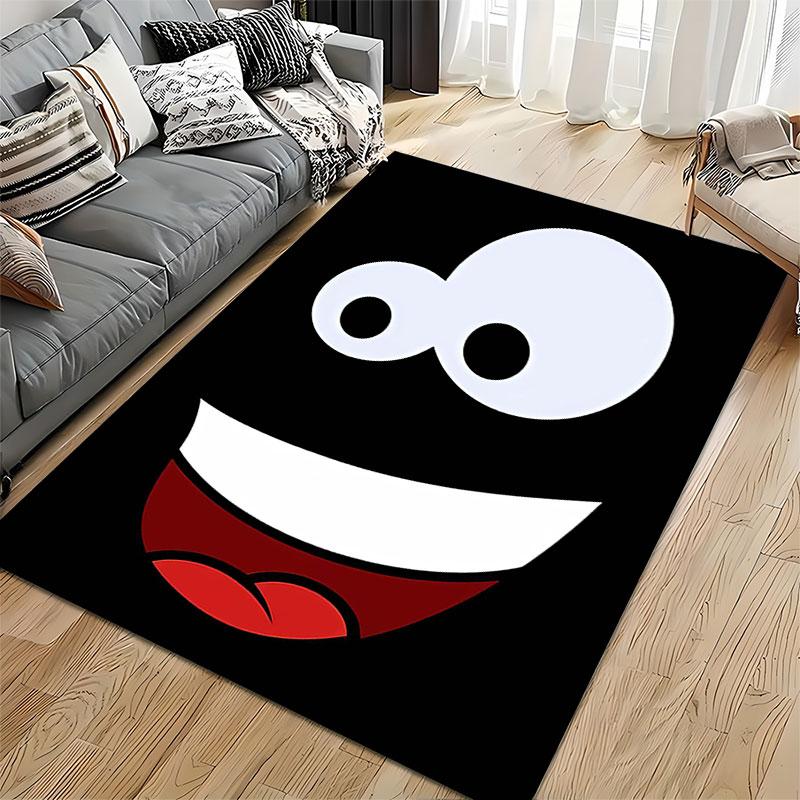 Black Cartoon Face with Smile Suitable As a Non-slip Mat for the Living Room or Bedroom Sofa