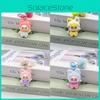 Flocked Handwave Cat Keyring With Cute Plush Finish For Bag And Keys
