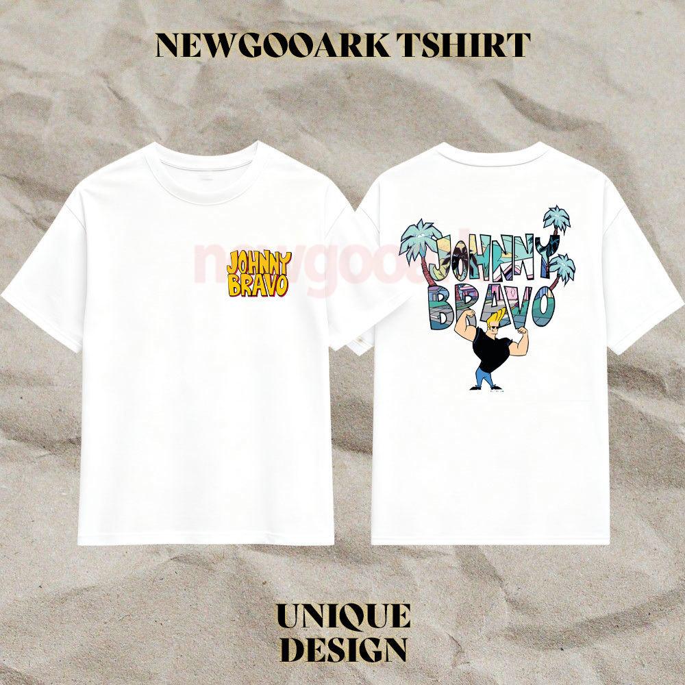 Johnny Bravo Grafik T-Shirts Herren Frau Baumwolle T-Shirts Rundhals Hübsch 90er Cartoons Cartoon T-Shirt Kurzarm Tops Klassisch