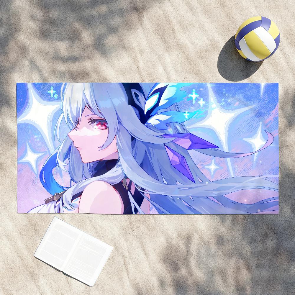 Game Skirk Genshin Impact Towel Soft Lightweight Anti-Sand Large Beach Towel Quick-Drying Bath Sports Family