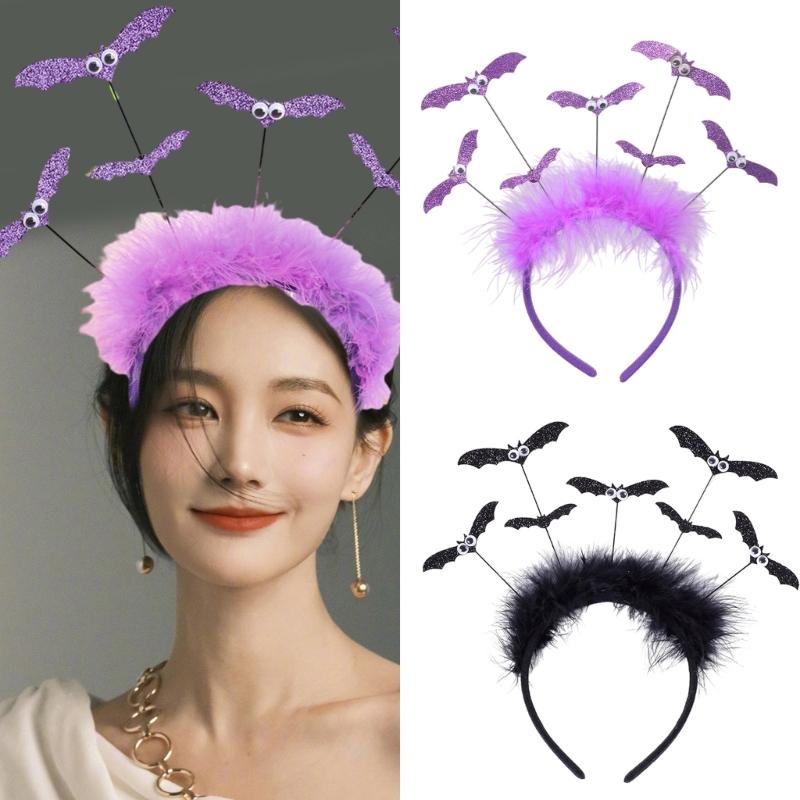 Gothics Sequins Bat Hairband for Adult Kids Cosplay Party Costume Day of the Death Bat Headpiece Halloween Accessories