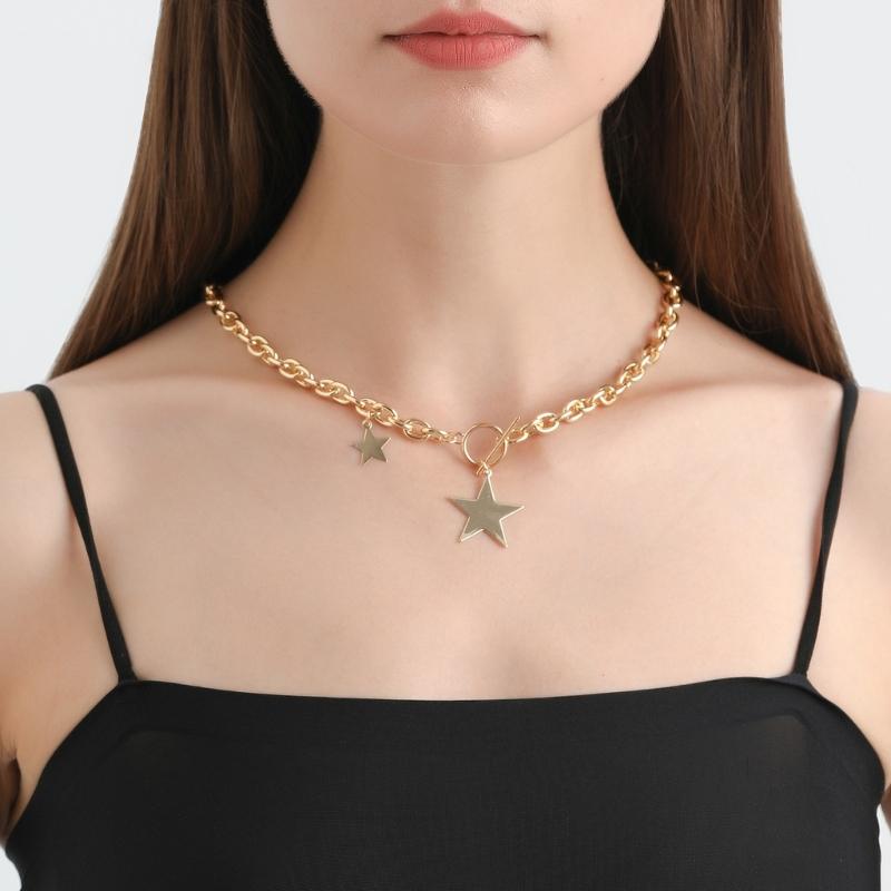 Collarbone Chain Temperament Simple Metal Five-pointed Star Necklace Bracelets