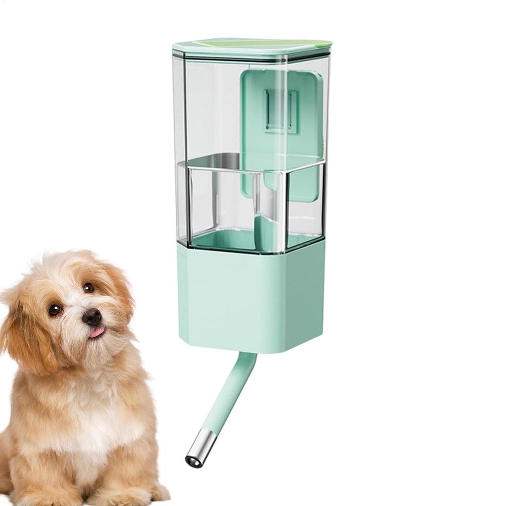 Dog Water Bowl Dispenser Cage Mounted Top Fill Bottle 49oz Spill-Proof Automatic Dog Water Bowl for Small Medium Sized Pets Cat