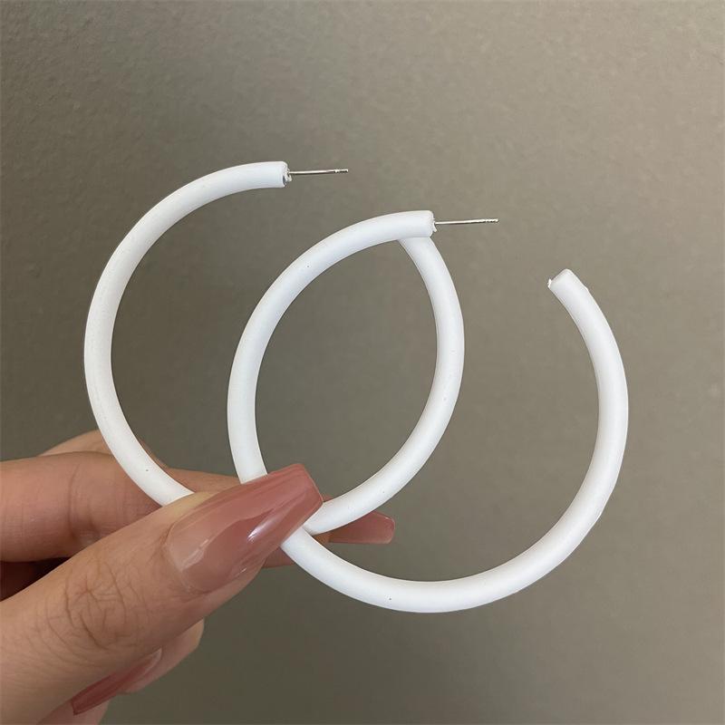 Candy Color C-Shaped Geometric Ear Cuff: Silver Needle Earrings for Women - Stylish, Unique, High-Class Design