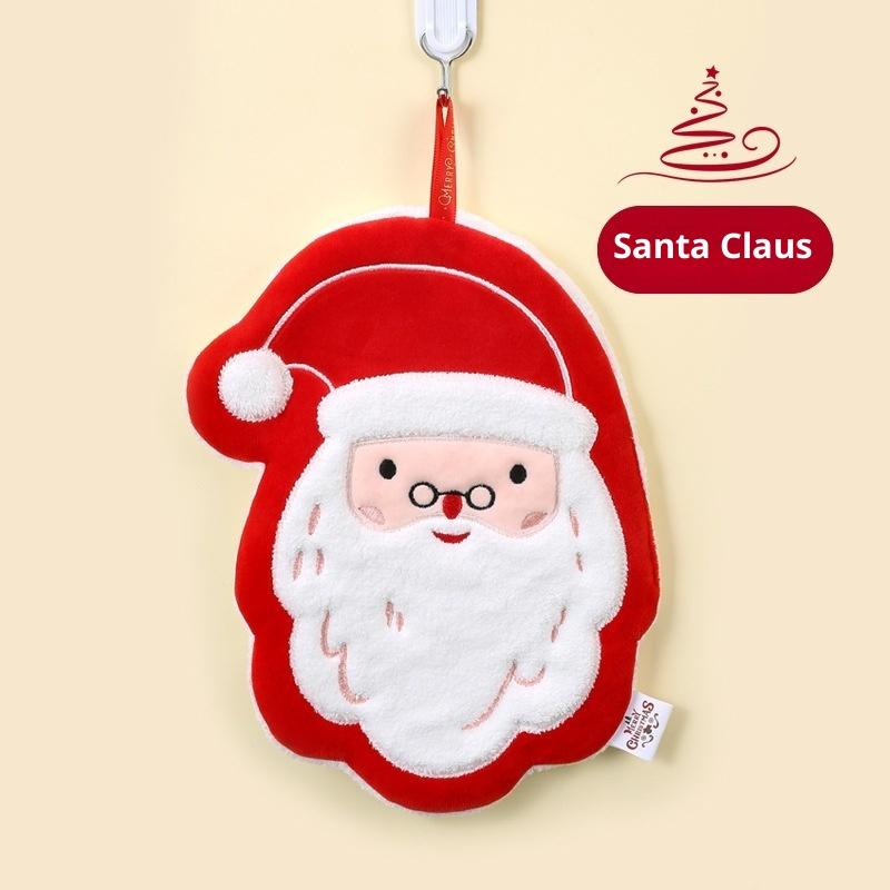 Coral Velvet Christmas Santa Claus Hand Towels Kitchen Absorbent Quick Drying Rag Cartoon Hand Towel