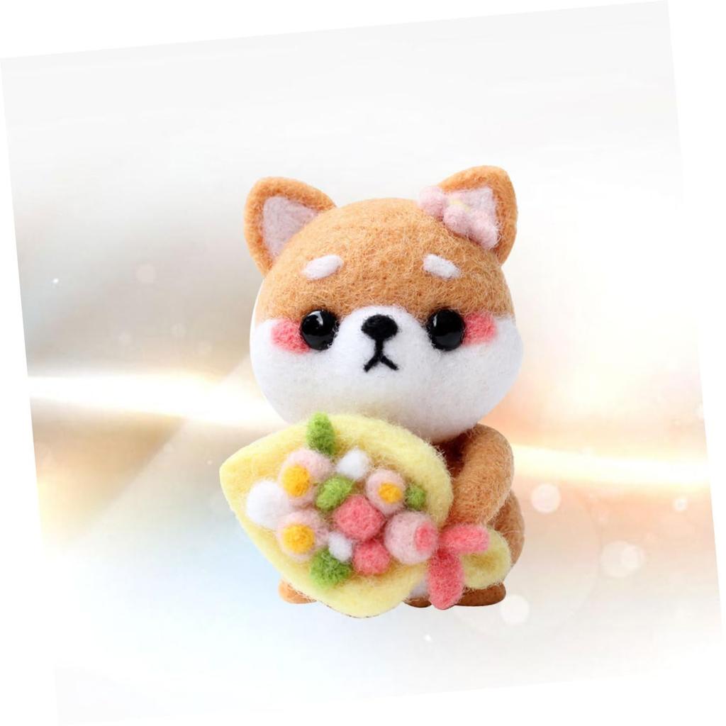 ERINGOGO Needling Felting Shiba Inu Plush Toy DIY Wool Felting Kit with Colorful Handmade Craft Kit, Set, Beginner's Wool,