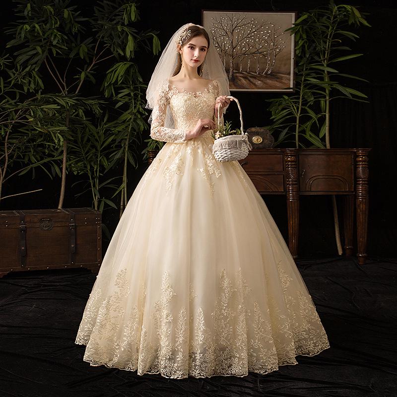2024 Luxury Lace Long Sleeve Wedding Dress for Brides, Plus Size, D50