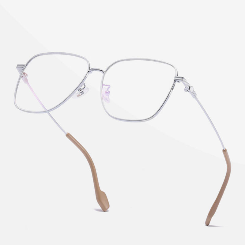 NeoRetro F8038 Oblique Metal Glasses Silver