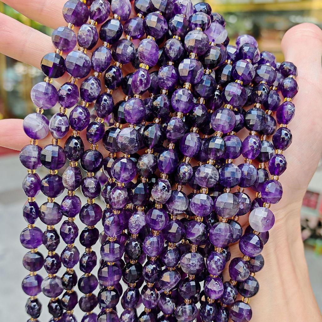 Natural Crystal Round Double Turtle Faceted Beads, 8mm & 10mm, Semi-finished DIY Jewelry