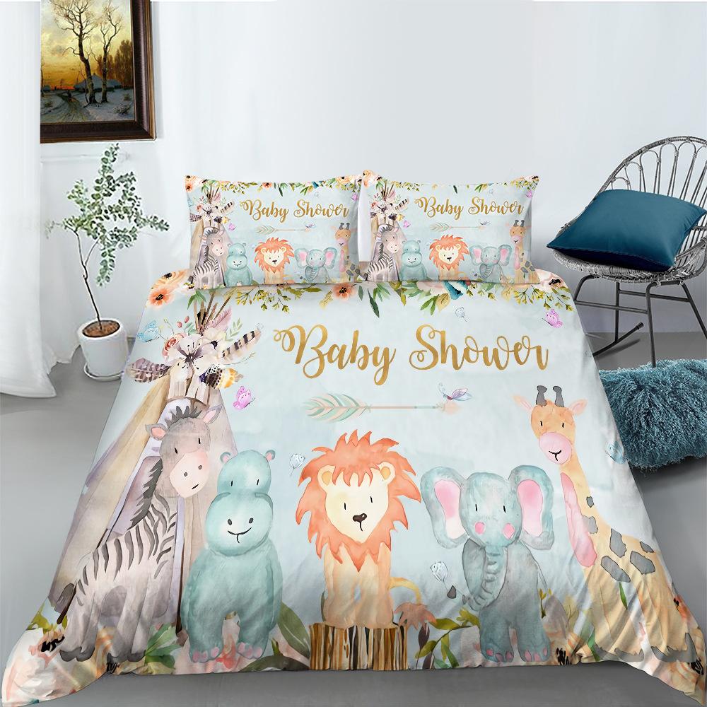 Cartoon Dinosaur Series Quilt Cover Pillowcase Two Or Three-Piece Set Polyester Digital Printing Can Be