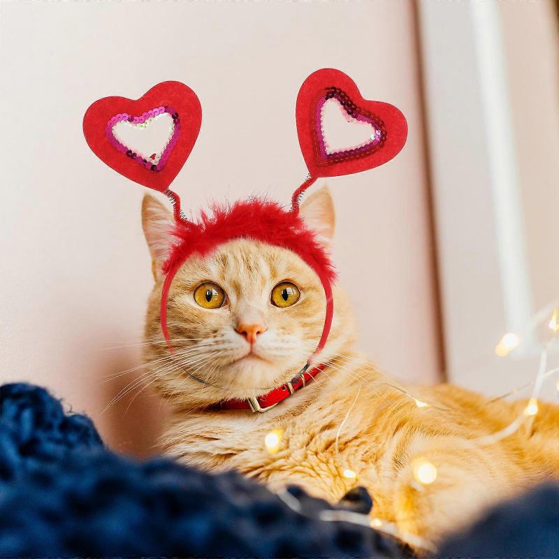 Hair for Pet Red Heart Shaped Dog Hair Band for Party 6Pcs Set