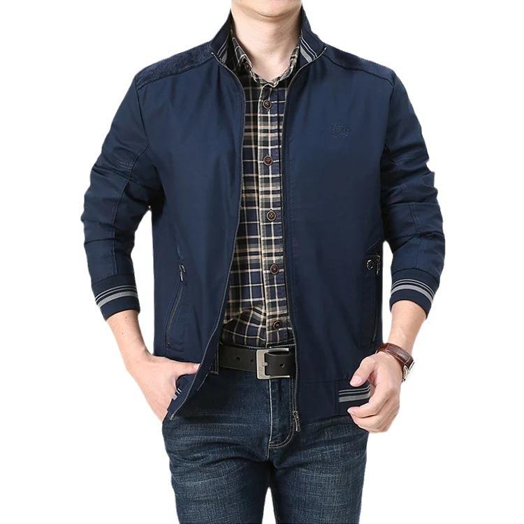 Men's Casual Cotton Jacket for Middle-Aged & Elderly - Lightweight Spring/Autumn Wear