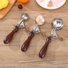 304 Stainless Steel Ice Cream Scoop Redwood Handle Household Kitchen Professional Tools Ice Cream Fruit and Popsicle Scoop New